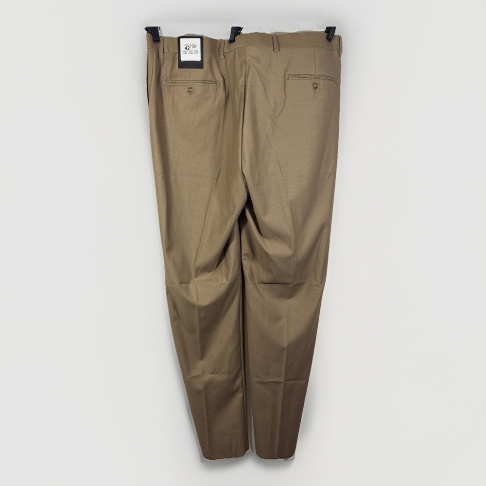 NWT Angelo Rossi Dress Pants 42x(34.5"‎ unhemmed) Camel Beige